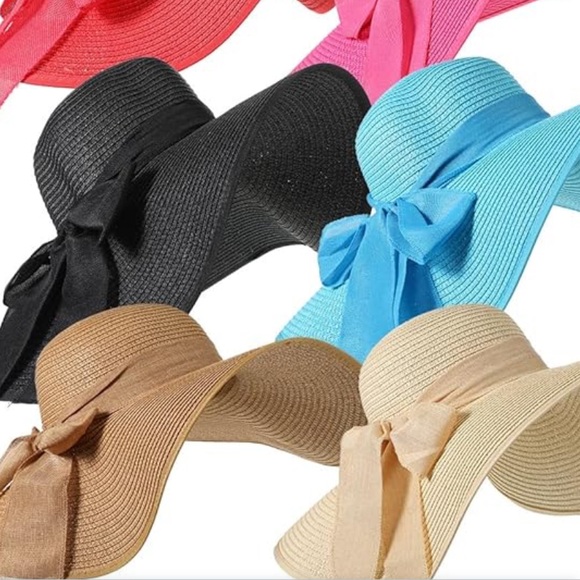 Women's Wide Brim Straw Hats Floppy Sun Hat - Picture 7 of 8